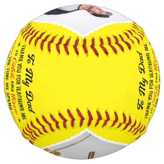 私のパパは私のソフトボ教えール4枚の写真をありがとう ソフトボール (裏面)