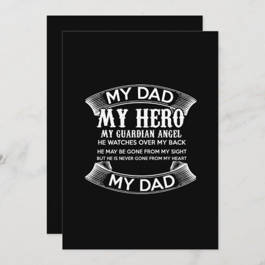 私のパパは私の守り神の天使で、彼は私を見守っていた 招待状 (正面/裏面)