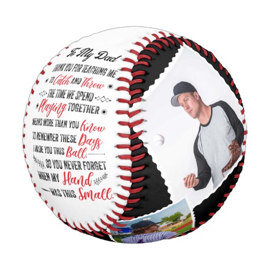 私のパパは私の野球教えの4枚の写真をありがとう 野球ボール (アングル)