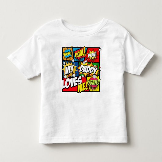 私のパパは私をスーパーヒーローが大好き トドラーTシャツ (正面)