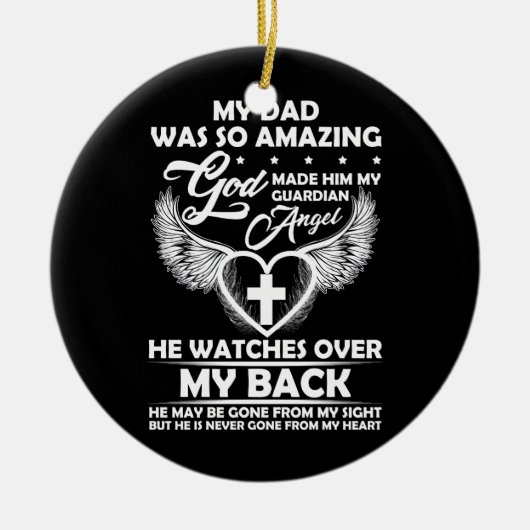 私のパパは非常に素晴らしい神は彼を私の守護神にした セラミックオーナメント (正面)