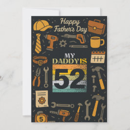 私のパパは52父の日ヴィンテージフラットカードギフト 招待状