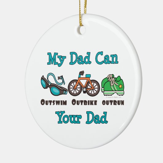 私のパパはOutbikeによって追い越されるトライアスロンOrnamをOutswimできます セラミックオーナメント (左)