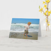 私のパパロック！砂書のおもしろいビーチ カード (黄色い花)