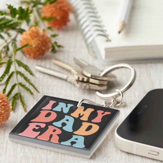 私のパパ時代の波打つシャツで，あなたの娘からの贈り物 キーホルダー (正面右)