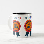私のパパ私のヒーロー父の日のギフト ツートーンマグカップ (正面左)