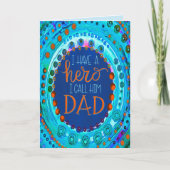 私のパパ私のヒーロー。おもしろいカラフル吸光カード カード (正面)