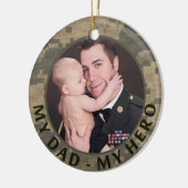 私のパパ私の英雄の軍のカスタムな兵士の写真 セラミックオーナメント (左)