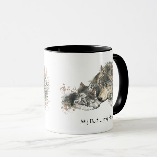 私のパパ...私の友人の水の色ウルフアート マグカップ (正面右)