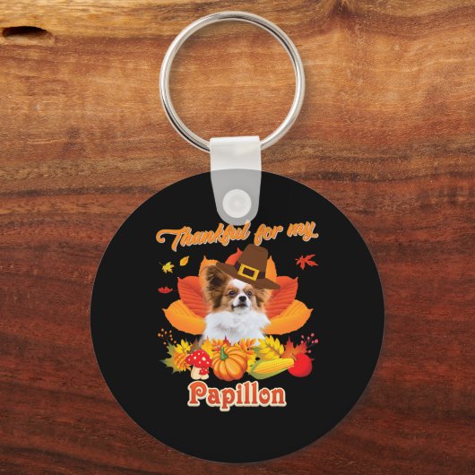 私のパピヨン犬に感謝する私はポンプである キーホルダー (正面)