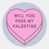 私のパレスチナを解放してくれる？かわいいキャンディハートスイーツ ラウンドシール (正面)