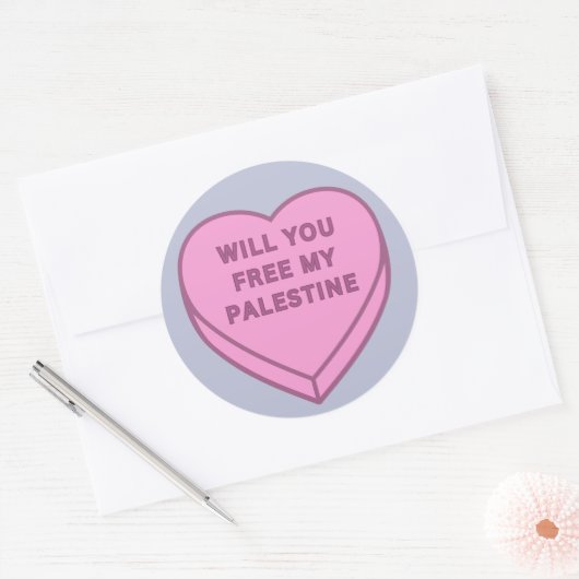 私のパレスチナを解放してくれる？かわいいキャンディハートスイーツ ラウンドシール (封筒)