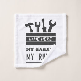 私のパーソナライズされたガレージ私のルール ウォッシュタオル
