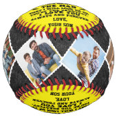 私のパーソナライズされたパパへカスタム4 Photo Collage ソフトボール (正面)