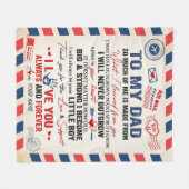 私のパーソナライズされたパパ毛布にソンエアメールから フリースブランケット (正面(横))