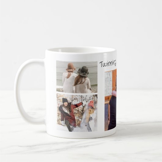 私のパーソナライズされたベスティー写真コラージュで輝く コーヒーマグカップ (左)