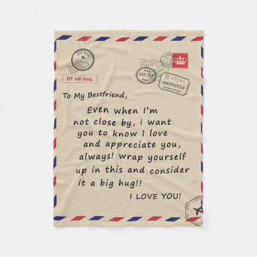 私のパーソナライズされたベストフレンドへの手紙 フリースブランケット (正面)