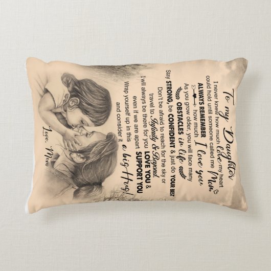 私のパーソナライズされた娘には、ママ毛布からの愛 アクセントクッション (正面)