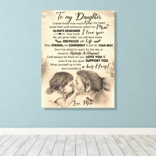 私のパーソナライズされた娘には、ママ毛布からの愛 キャンバスプリント (インサイチュ (ウッドフロア))