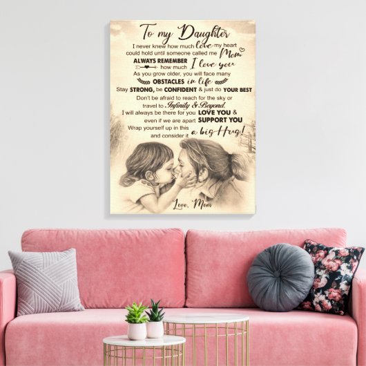 私のパーソナライズされた娘には、ママ毛布からの愛 キャンバスプリント (インサイチュ (リビング))