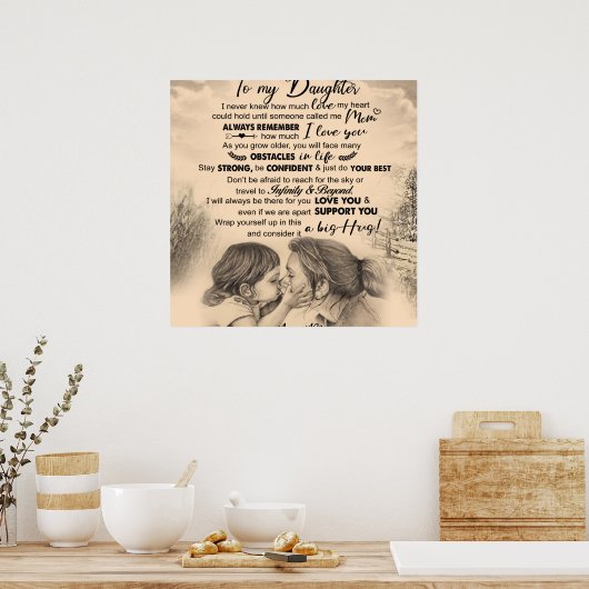 私のパーソナライズされた娘には、ママ毛布からの愛 ポスター (キッチン)