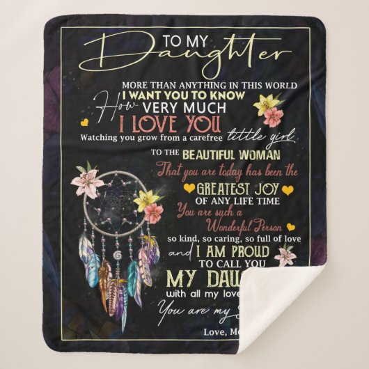 私のパーソナライズされた娘には、母からの愛が夢を見た シェルパブランケット (正面)