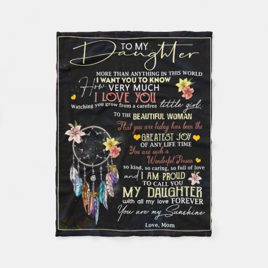 私のパーソナライズされた娘には、母からの愛が夢を見た フリースブランケット (正面)