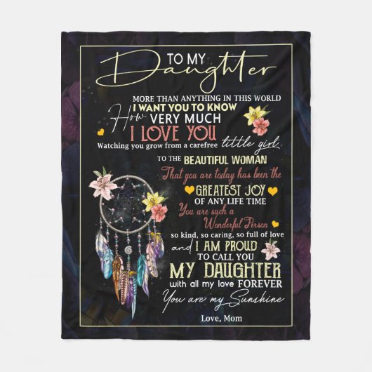 私のパーソナライズされた娘には、母からの愛 フリースブランケット (正面)