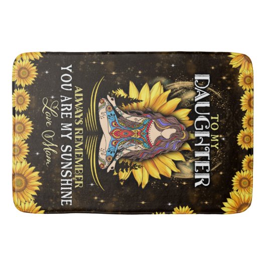 私のパーソナライズされた娘に母の夕花を愛して バスマット (正面)