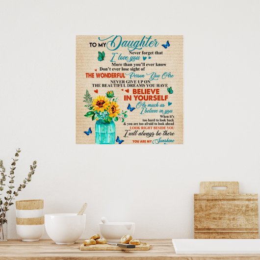 私のパーソナライズされた娘にMom Butterflからの愛 ポスター (キッチン)