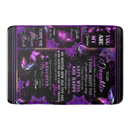 私のパーソナライズされた娘の毛布に蝶 バスマット (正面)