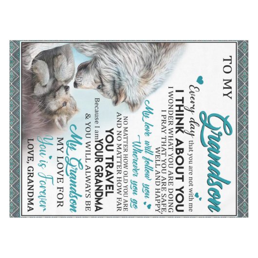 私のパーソナライズされた孫に宛てた手紙恋の孫 テーブルクロス (正面(横))