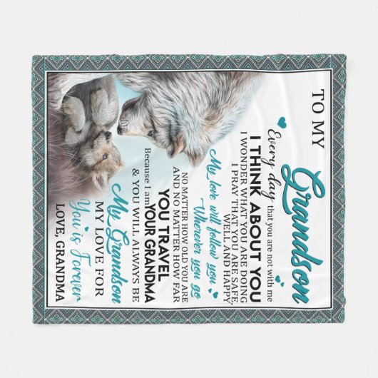 私のパーソナライズされた孫に宛てた手紙恋の孫 フリースブランケット (正面(横))