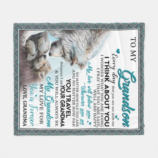 私のパーソナライズされた孫に宛てた手紙恋の孫 フリースブランケット (正面(横))