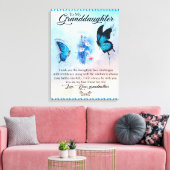 私のパーソナライズされた孫に毛布の蝶 キャンバスプリント (インサイチュ (リビング))