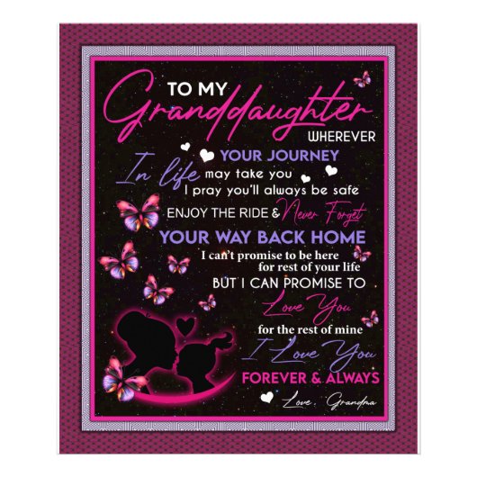 私のパーソナライズされた孫に毛布の蝶 フォトプリント            (正面)