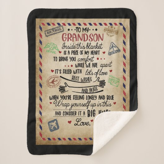 私のパーソナライズされた孫への手紙 シェルパブランケット (正面)