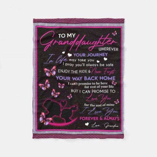 私のパーソナライズされた孫娘バタフライフリースへ フリースブランケット (正面)
