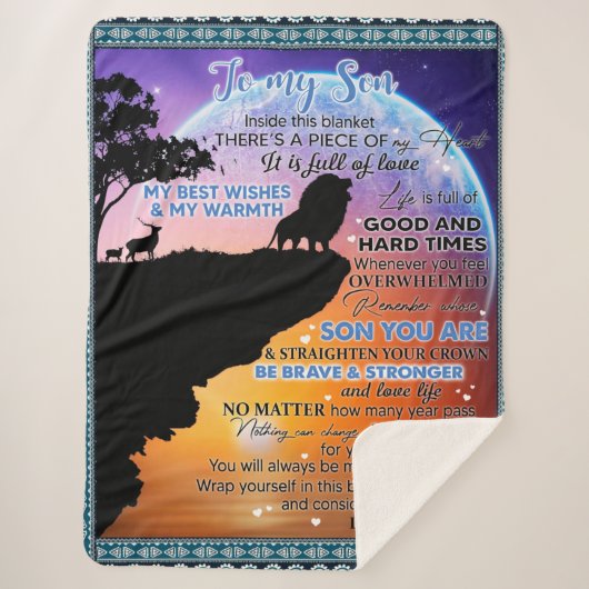 私のパーソナライズされた息子には、ママ毛布からの手紙 シェルパブランケット (正面)