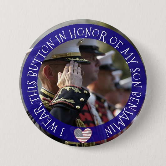 私のパーソナライズされた息子のボタンのメモリ内 缶バッジ (正面)