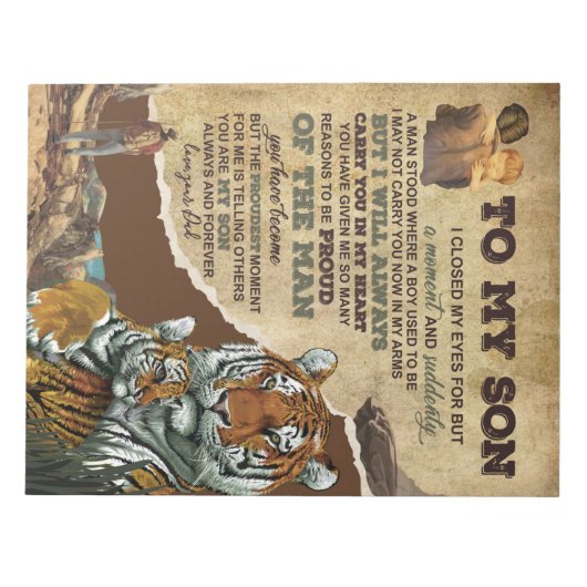 私のパーソナライズされた息子タイガーに、パパからのラブレター ノートパッド (正面)