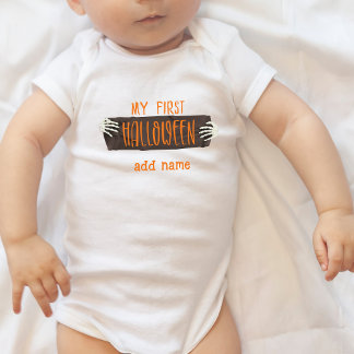 私のパーソナライズされた最初のハロウィーン ベビーボディスーツ