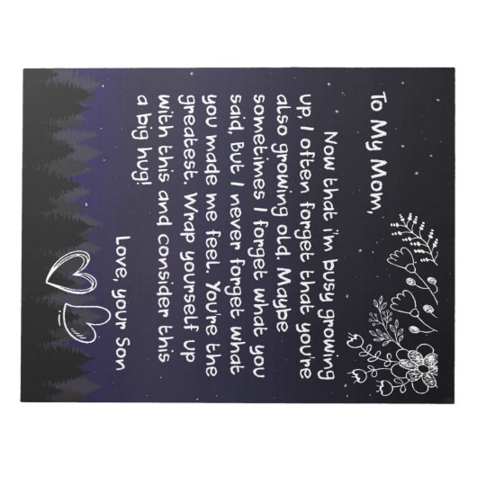 私のパーソナライズされた母に息子からのラブレター ノートパッド (正面)