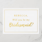 私のパーソナライズされた花嫁のメイドの写真になる 箔招待状 (正面)