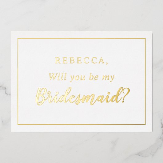 私のパーソナライズされた花嫁のメイドの写真になる 箔招待状 (正面)