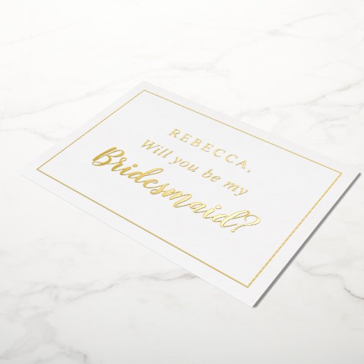 私のパーソナライズされた花嫁のメイドの写真になる 箔招待状 (回転した状態)