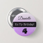 私のパーソナライズされた誕生日パープルガールズボタン 缶バッジ (正面&裏面)