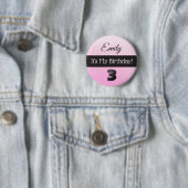 私のパーソナライズされた誕生日ピンクの女の子のボタン 缶バッジ (インサイチュ)