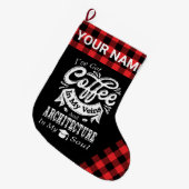 私のパーソナライズされた静脈のコーヒー建築 ラージクリスマスストッキング (正面 (吊り時))