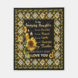 私のパーソナライズされた驚くべき娘ひまわり フリースブランケット